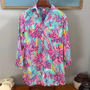 Lilly Pulitzer Pink and Green Floral Top